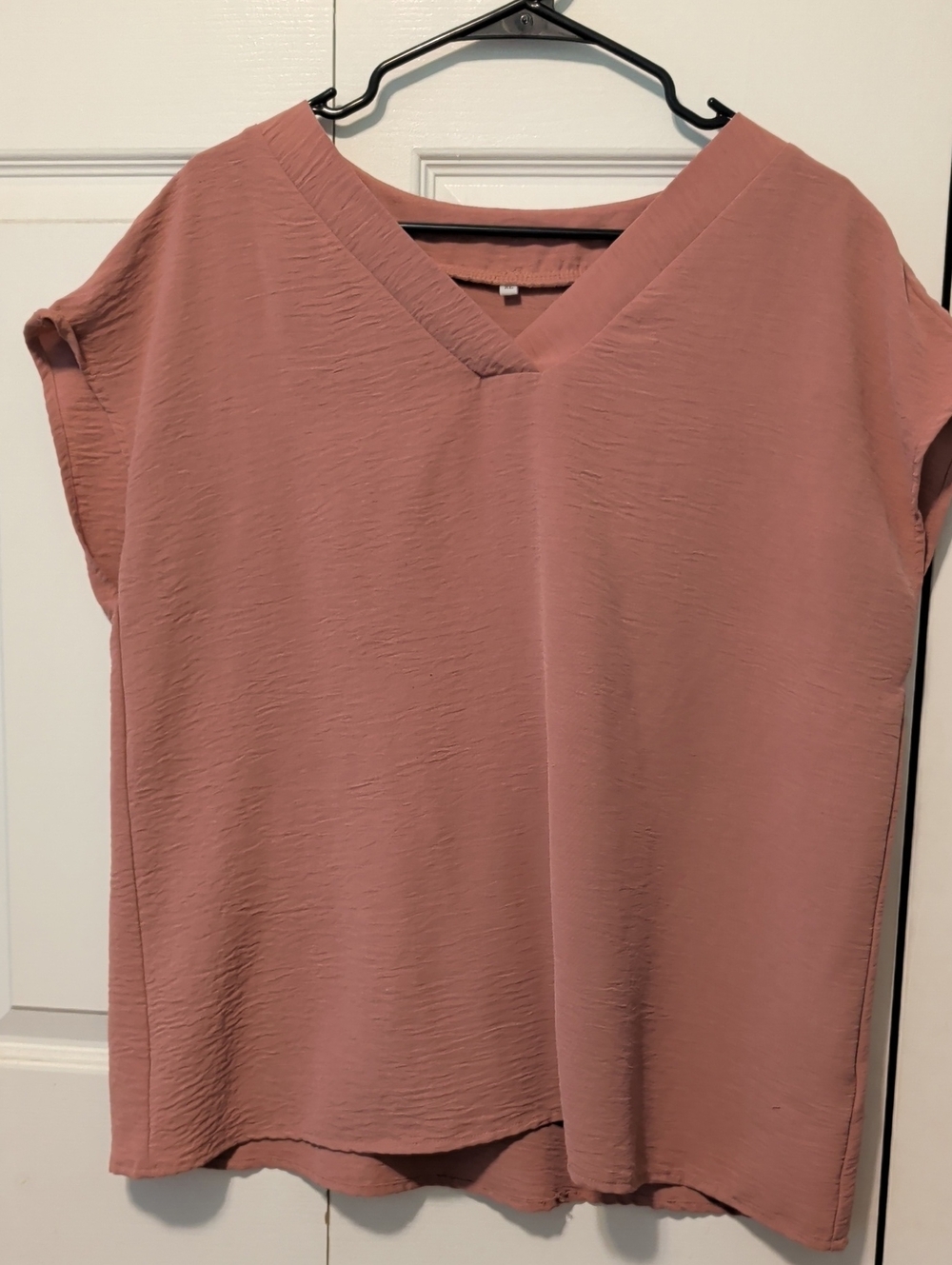 Relaxed V-Neck Cap Sleeve Blouse - Dusty Rose/Mauve